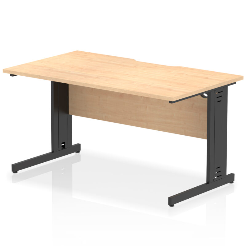 impulse scalloped edge 1400mm straight desk cable managed leg