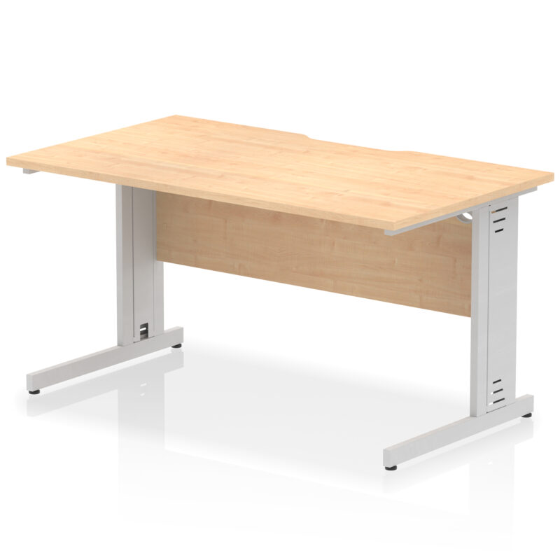 impulse scalloped edge 1400mm straight desk cable managed leg