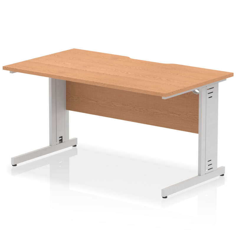 impulse scalloped edge 1400mm straight desk cable managed leg