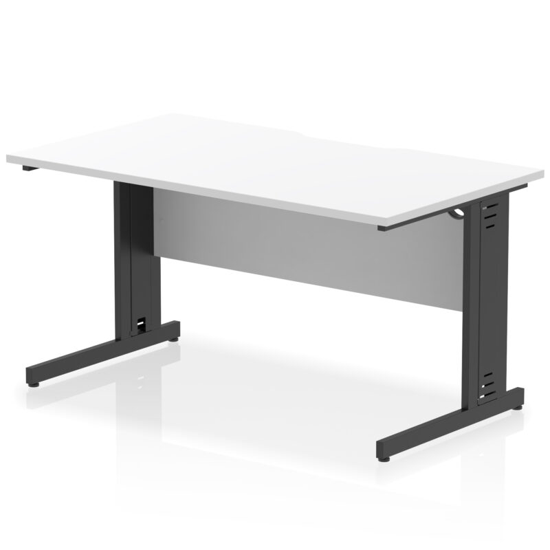 impulse scalloped edge 1400mm straight desk cable managed leg