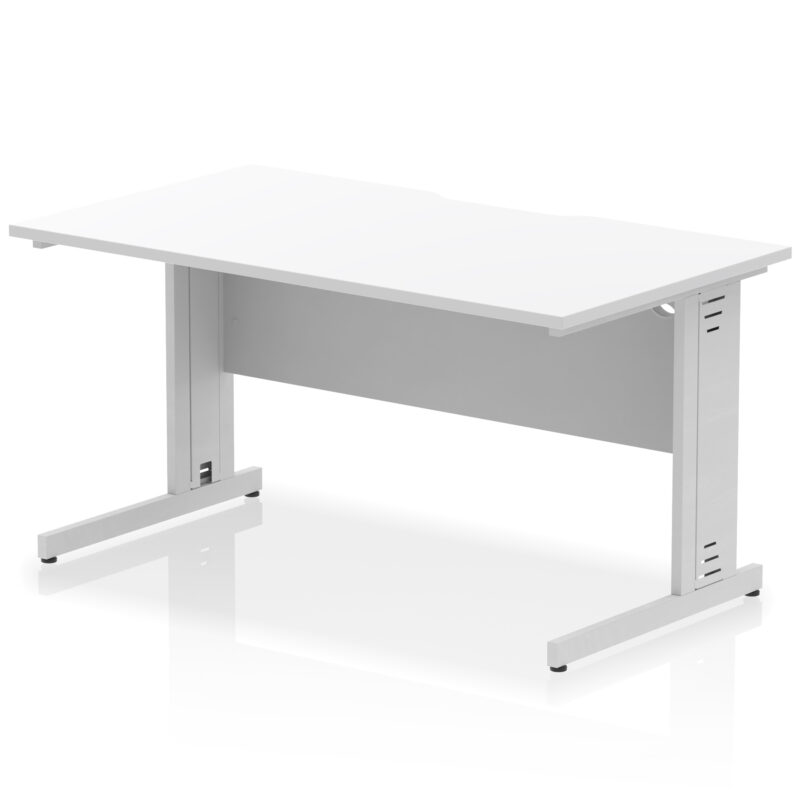 impulse scalloped edge 1400mm straight desk cable managed leg