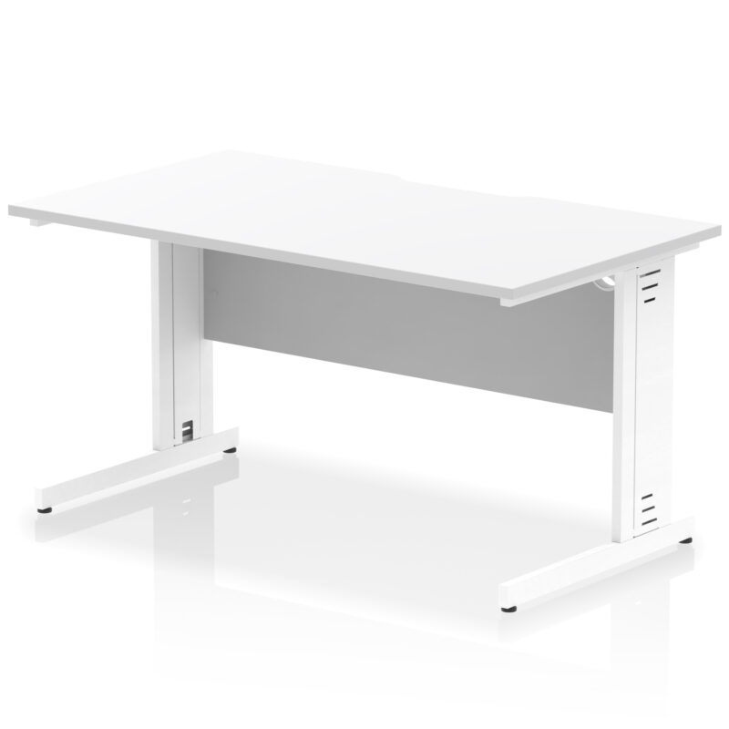 impulse scalloped edge 1400mm straight desk cable managed leg