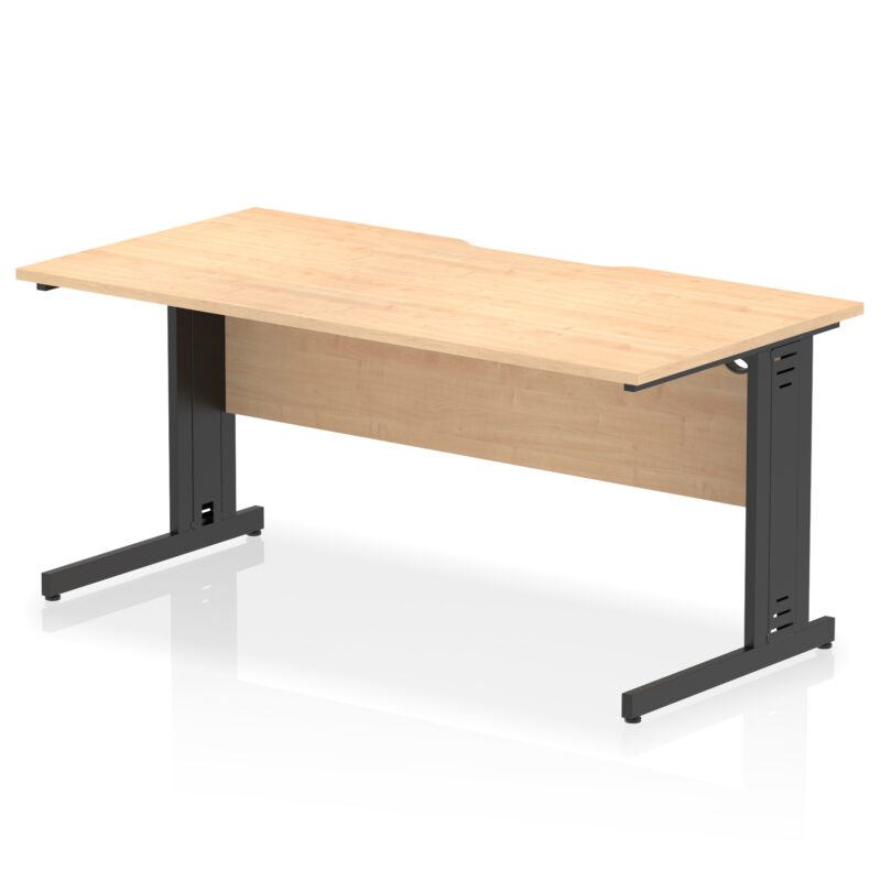 impulse scalloped edge 1600mm straight desk cable managed leg