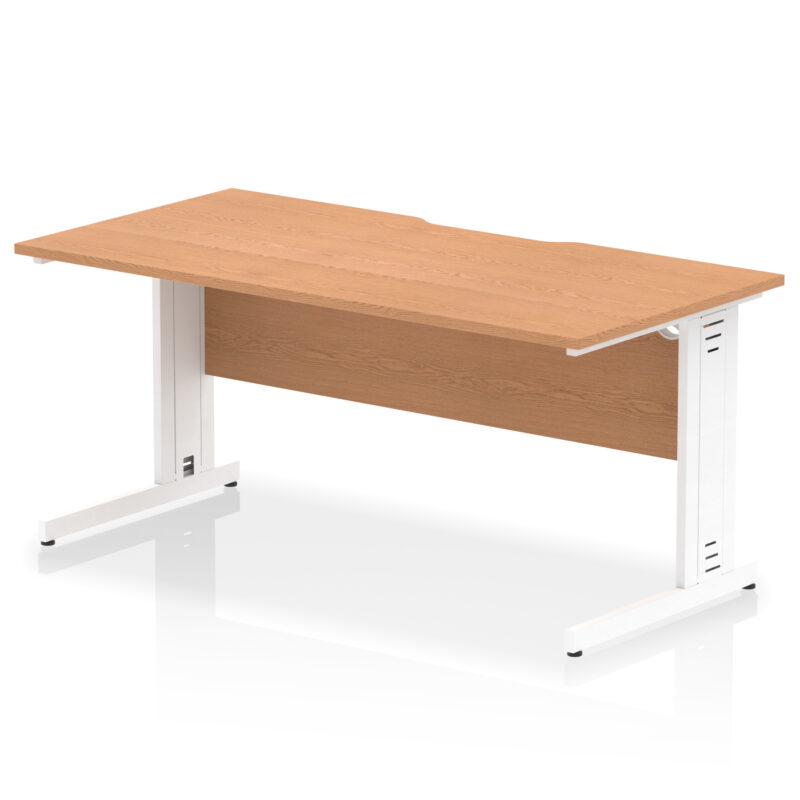 impulse scalloped edge 1600mm straight desk cable managed leg
