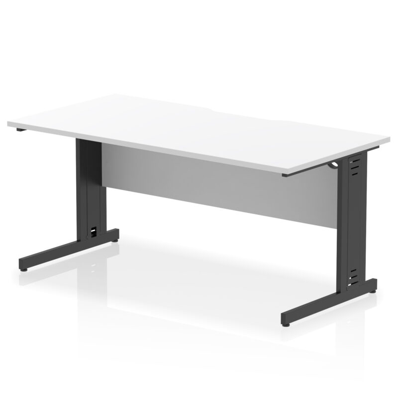 impulse scalloped edge 1600mm straight desk cable managed leg