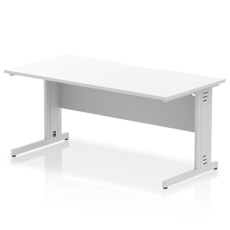 impulse scalloped edge 1600mm straight desk cable managed leg