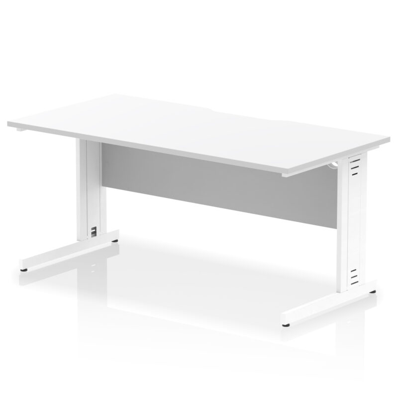 impulse scalloped edge 1600mm straight desk cable managed leg