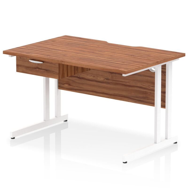 impulse scalloped edge cantilever straight desk with single one drawer fixed pedestal