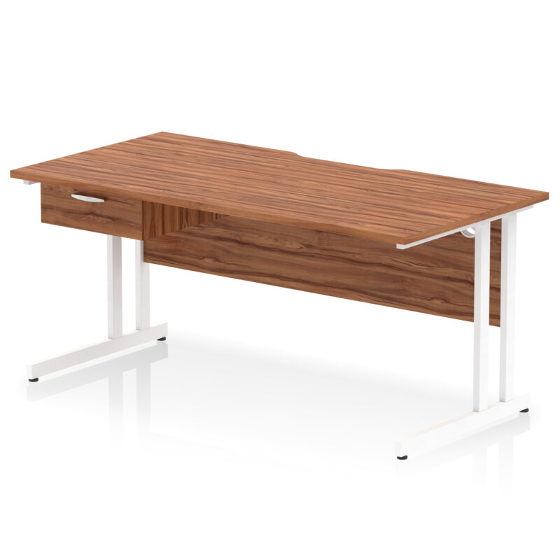 impulse scalloped edge cantilever straight desk with single one drawer fixed pedestal