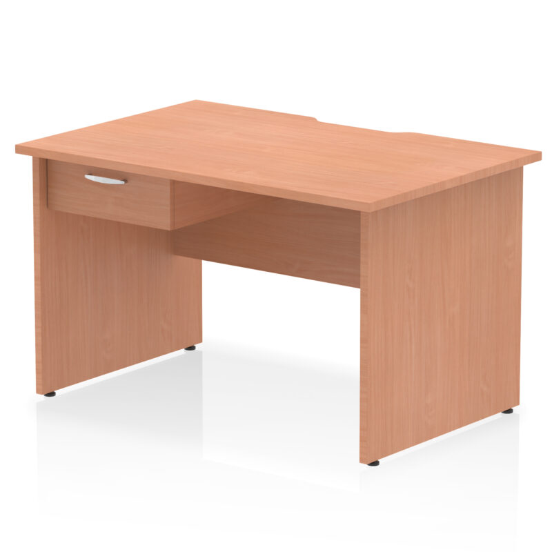 impulse scalloped edge panel end straight desk frame with single one drawer fixed pedestal