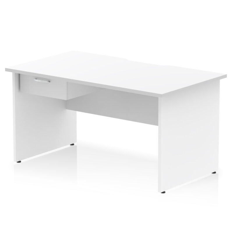 impulse scalloped edge panel end straight desk frame with single one drawer fixed pedestal