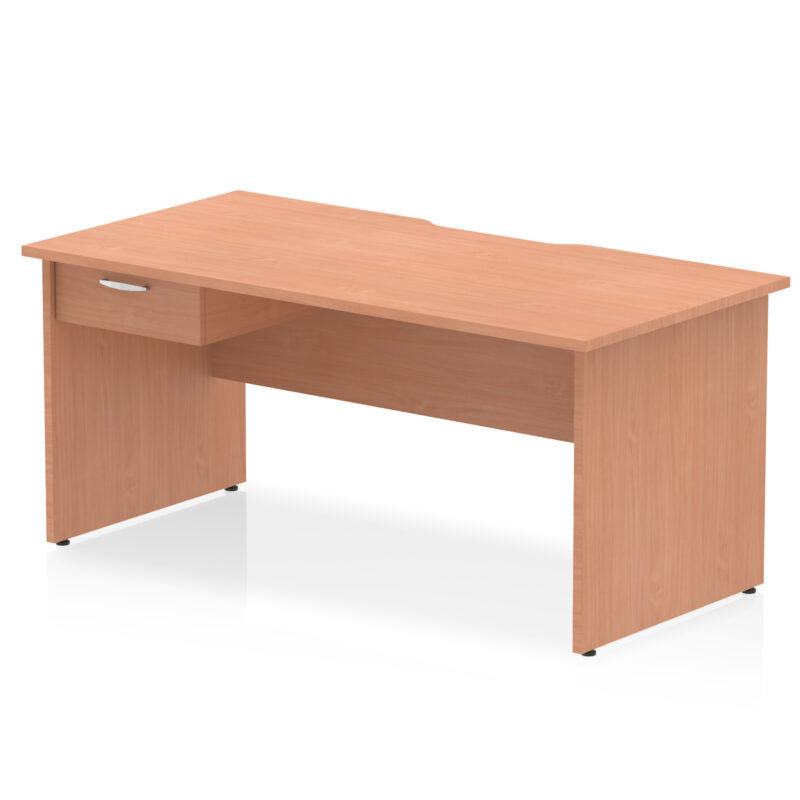 impulse scalloped edge panel end straight desk frame with single one drawer fixed pedestal