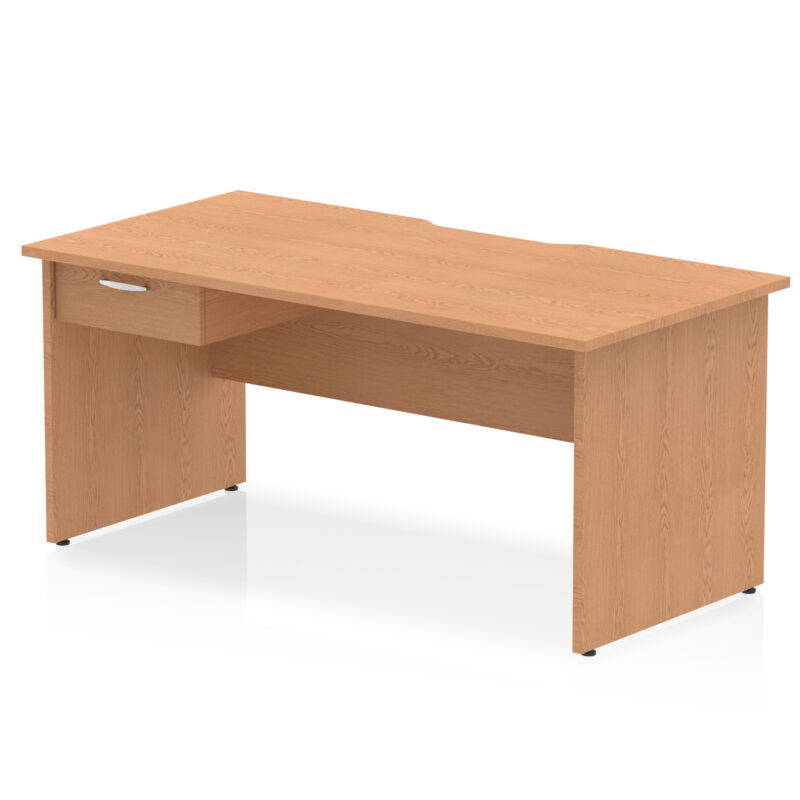 impulse scalloped edge panel end straight desk frame with single one drawer fixed pedestal