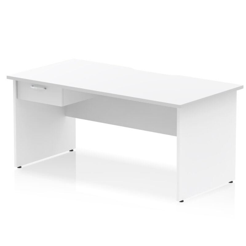 impulse scalloped edge panel end straight desk frame with single one drawer fixed pedestal