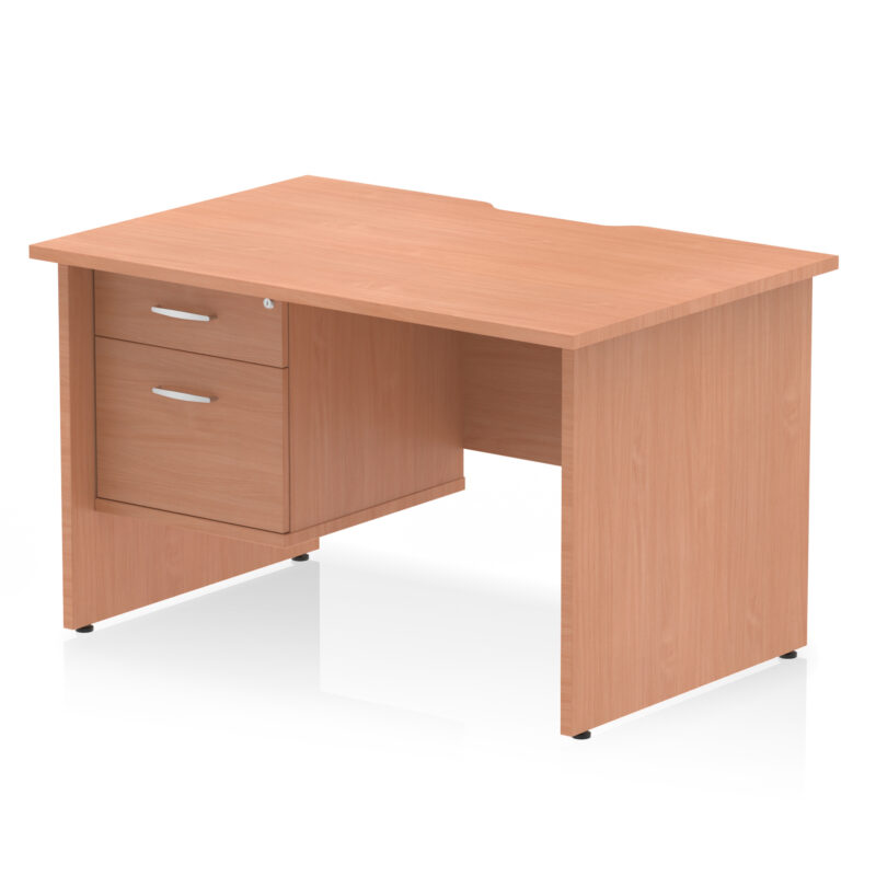 impulse scalloped edge 1200mm panel end straight desk with single fixed pedestal