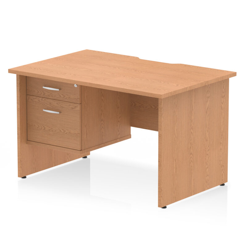 impulse scalloped edge 1200mm panel end straight desk with single fixed pedestal