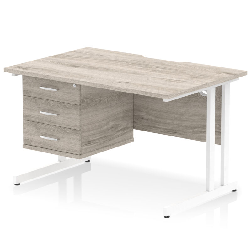 impulse scalloped edge 1200mm cantilever straight desk with single fixed pedestal