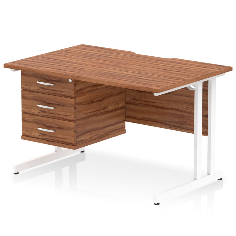 impulse scalloped edge 1200mm cantilever straight desk with single fixed pedestal