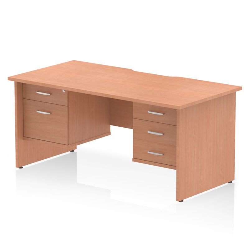 impulse scalloped edge 1600mm panel end straight desk with two fixed pedestal