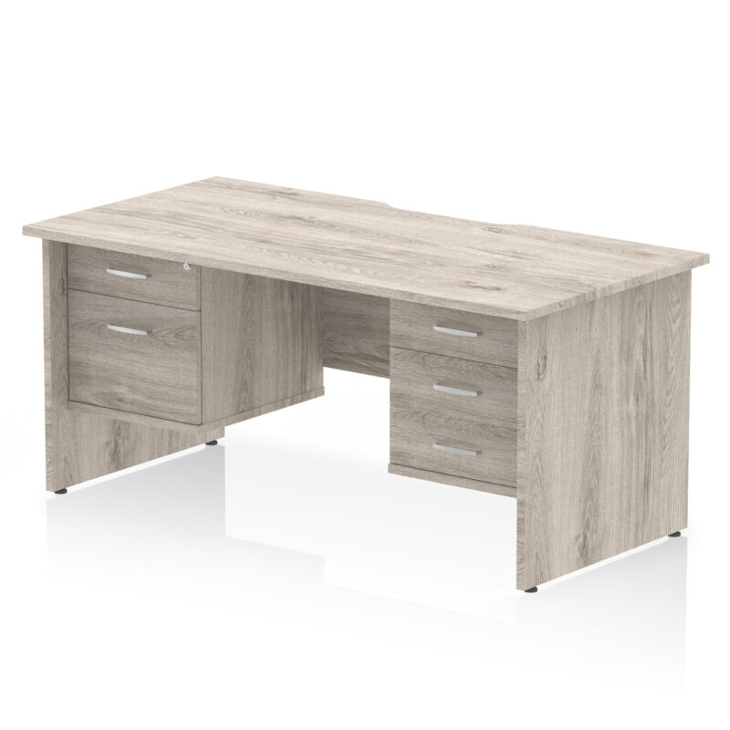 impulse scalloped edge 1600mm panel end straight desk with two fixed pedestal