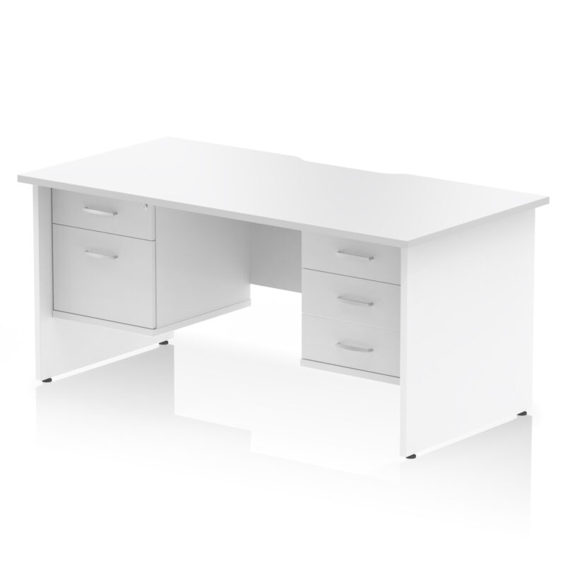 impulse scalloped edge 1600mm panel end straight desk with two fixed pedestal