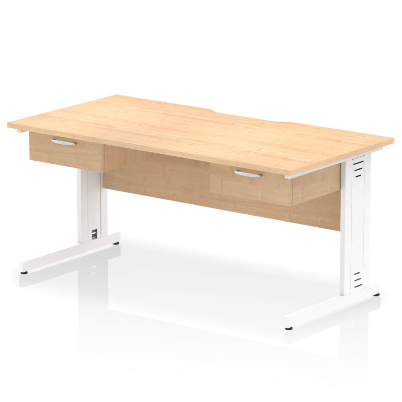 impulse scalloped edge cable managed straight desk with two one drawer fixed pedestals