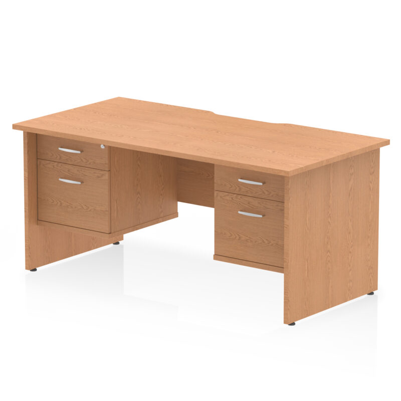 impulse scalloped edge 1600mm panel end straight desk with two fixed pedestal