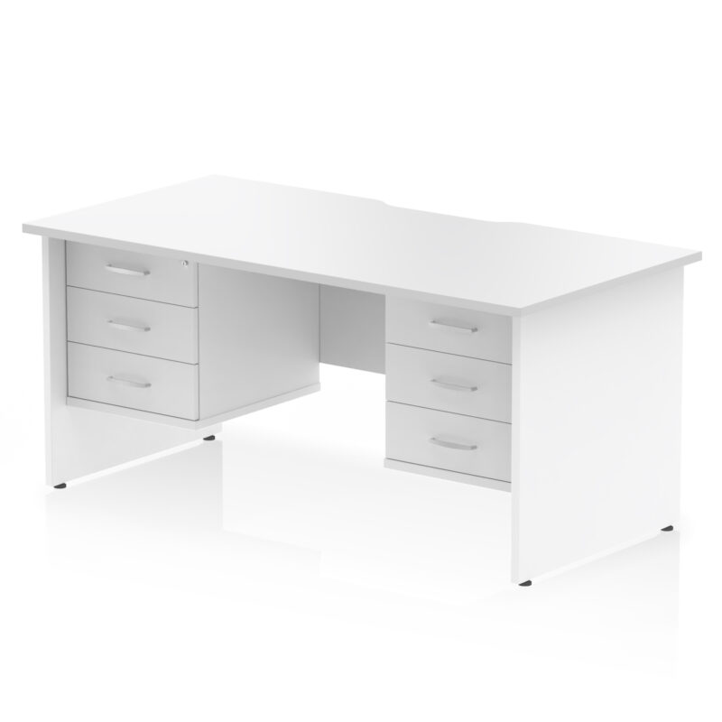 impulse scalloped edge 1600mm panel end straight desk with two fixed pedestal