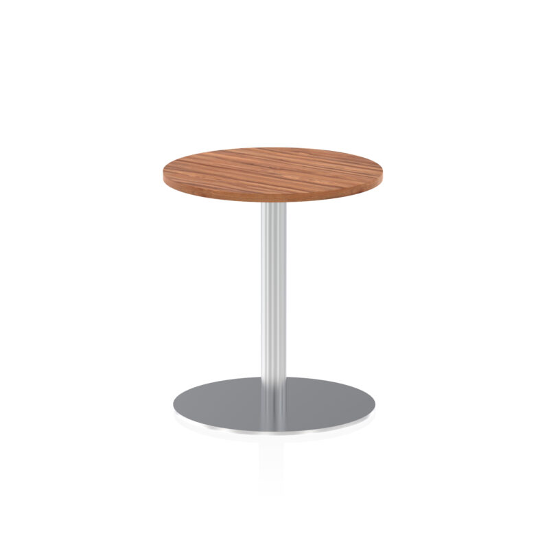 italia round poseur table silver leg