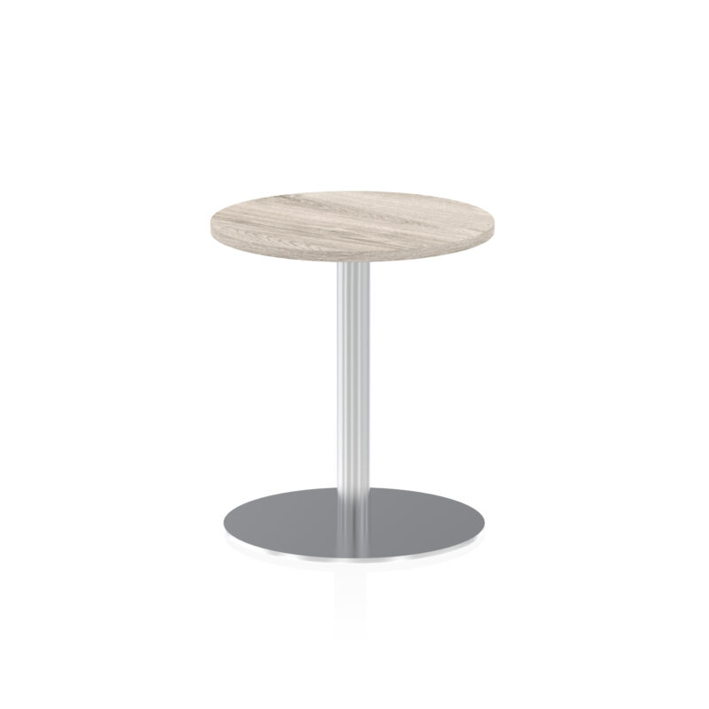 italia round poseur table silver leg