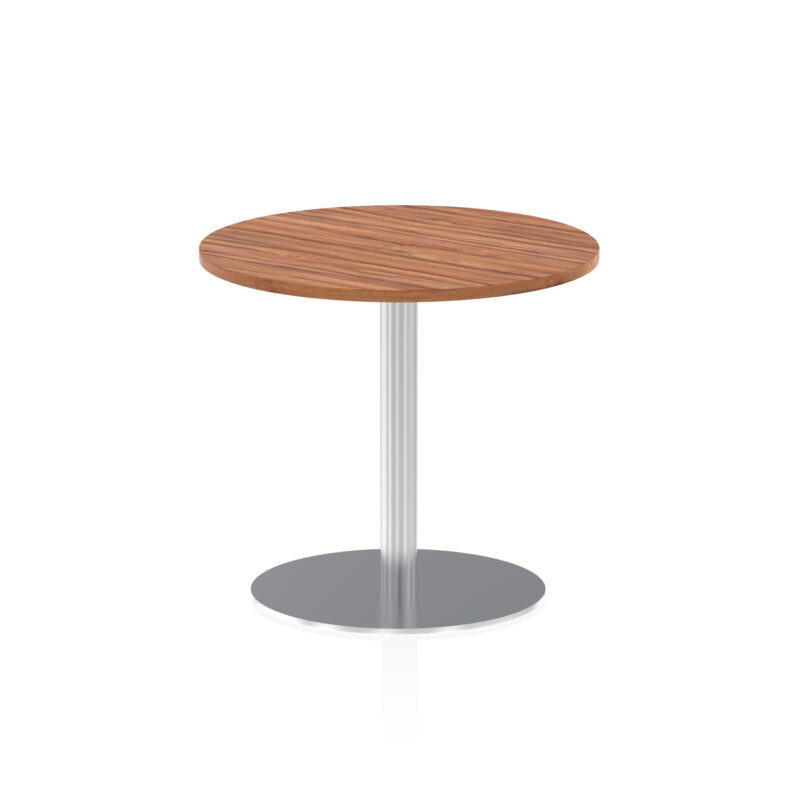 italia round poseur table silver leg