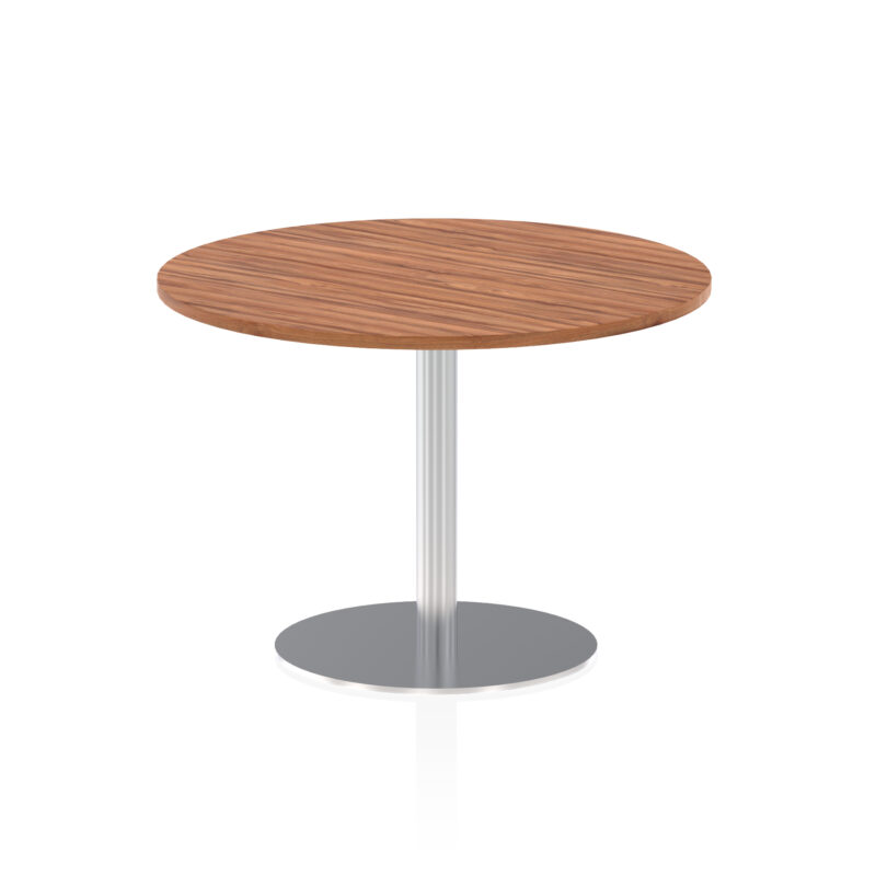 italia round poseur table silver leg