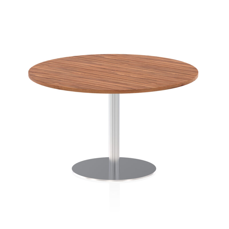 italia round poseur table silver leg