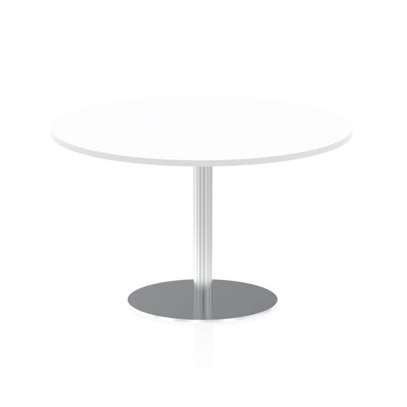 italia round poseur table silver leg