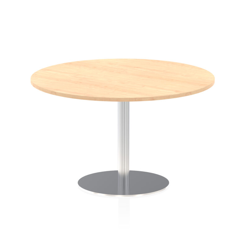 italia round poseur table silver leg