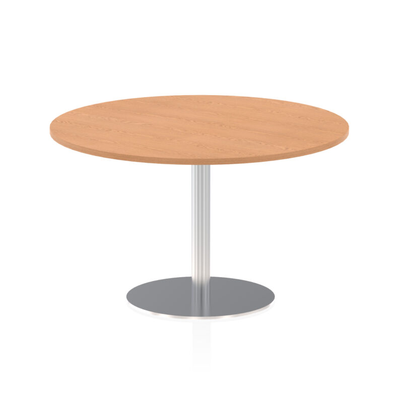italia round poseur table silver leg