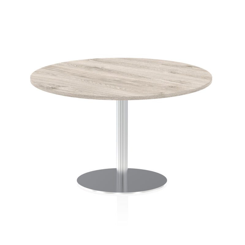 italia round poseur table silver leg