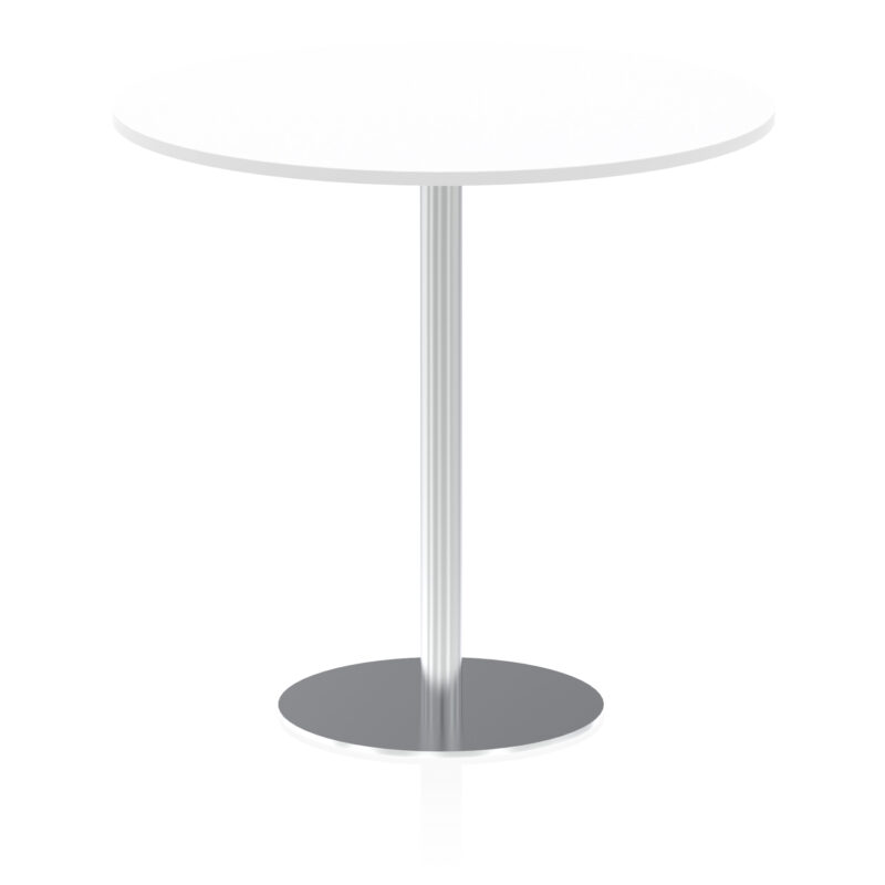italia round poseur table silver leg