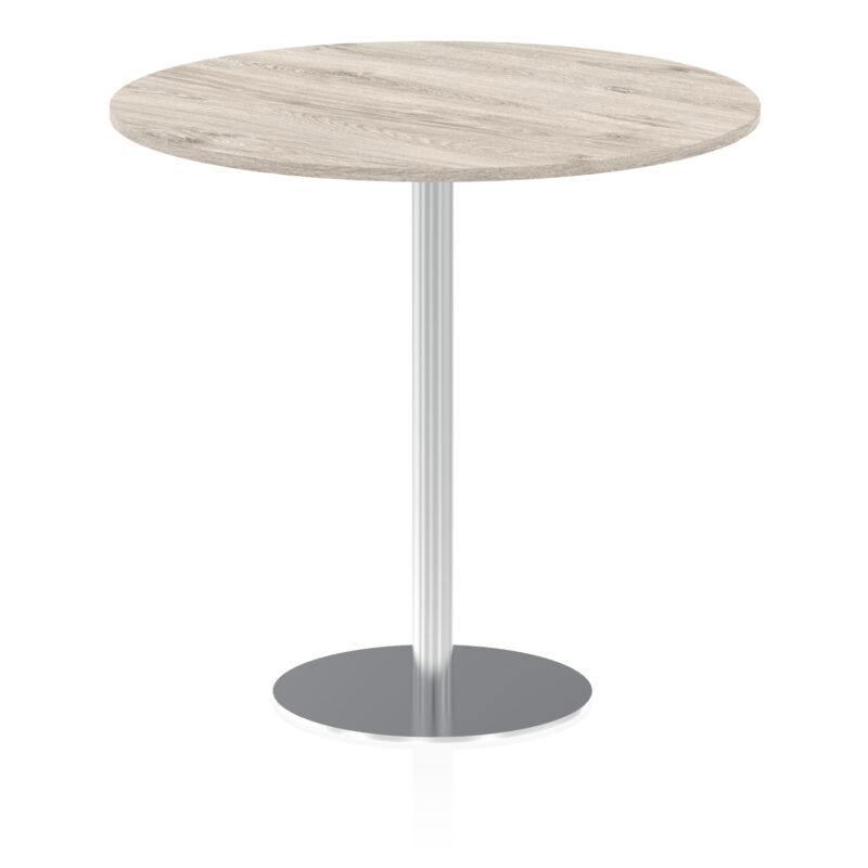 italia round poseur table silver leg