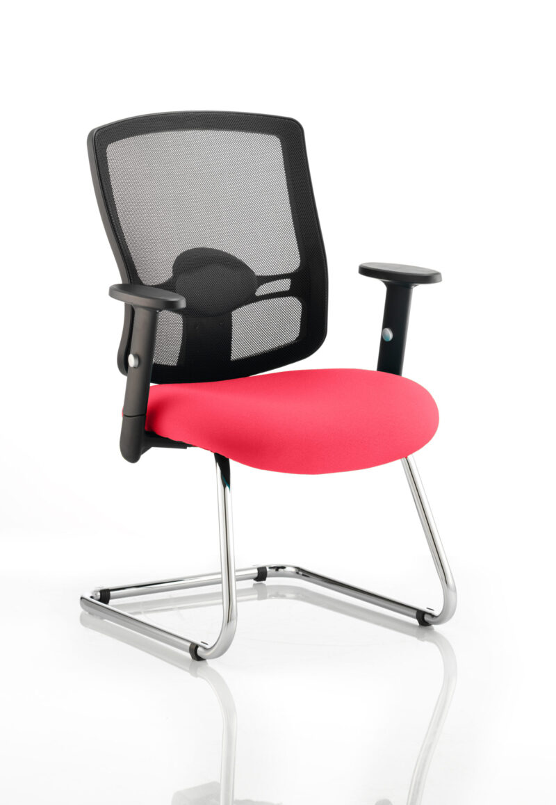 portland mesh back cantilever visitor chair with arms