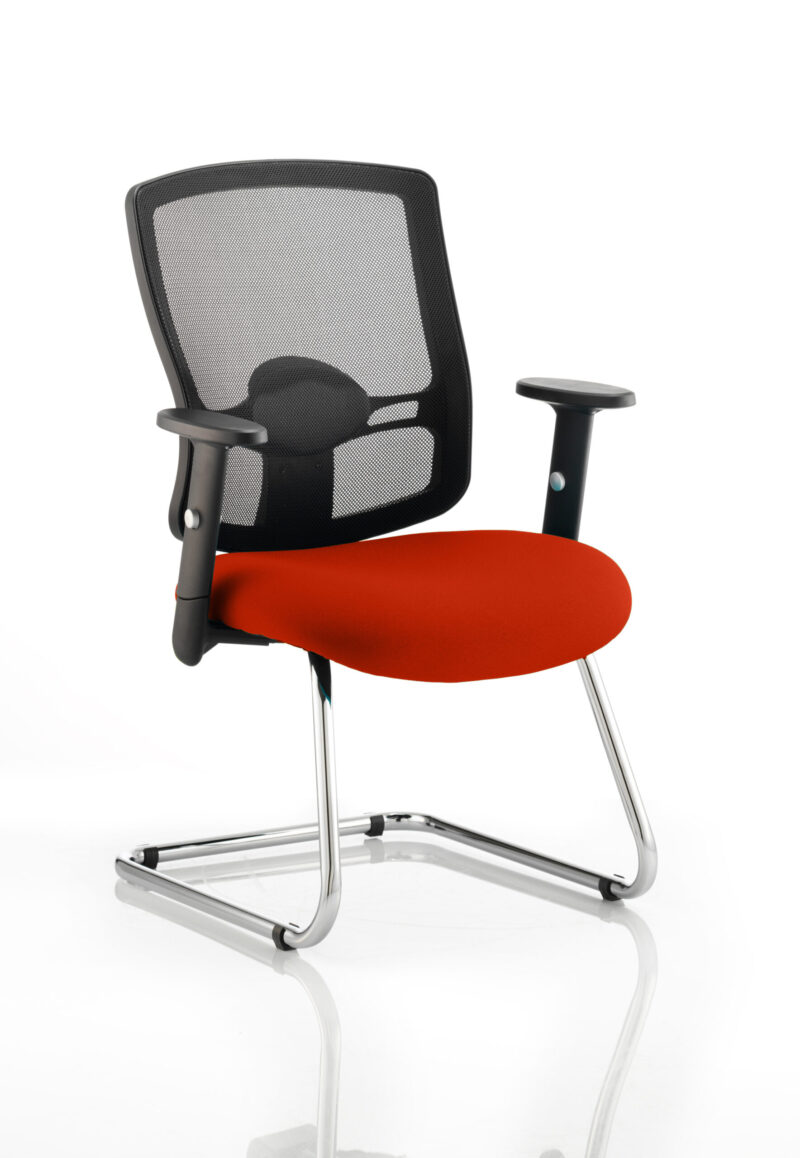 portland mesh back cantilever visitor chair with arms