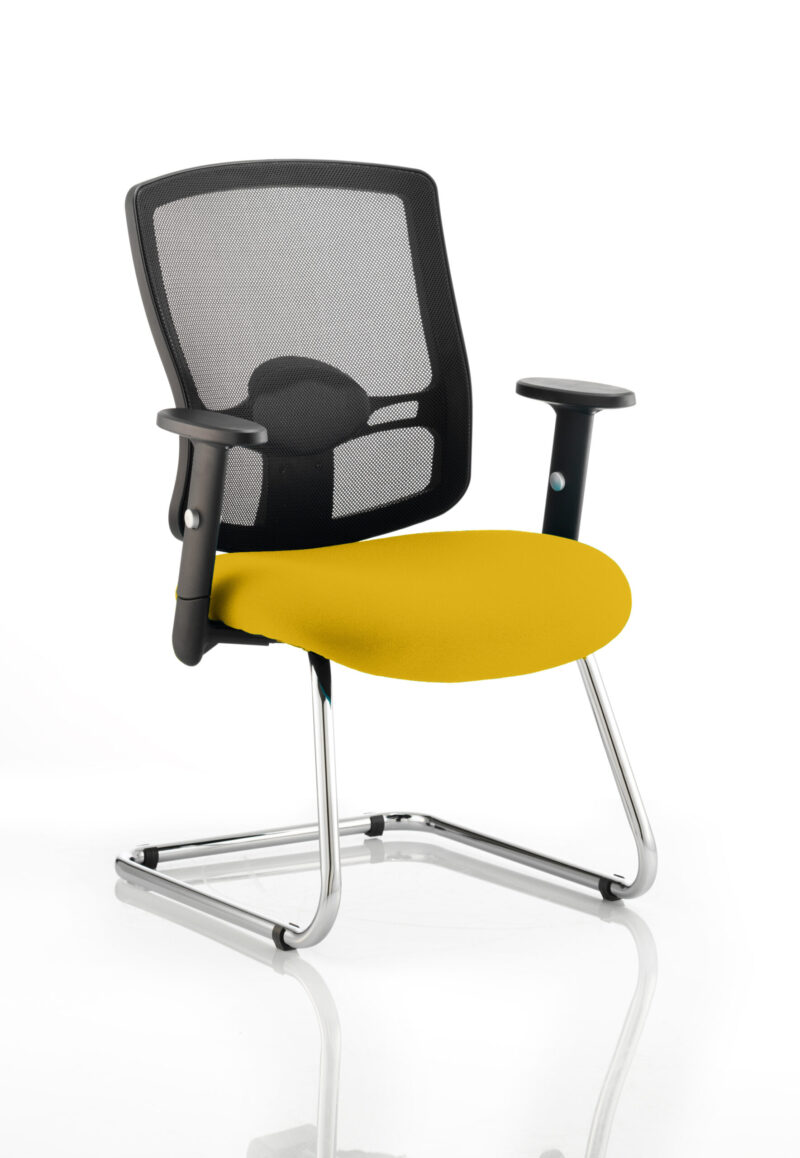portland mesh back cantilever visitor chair with arms