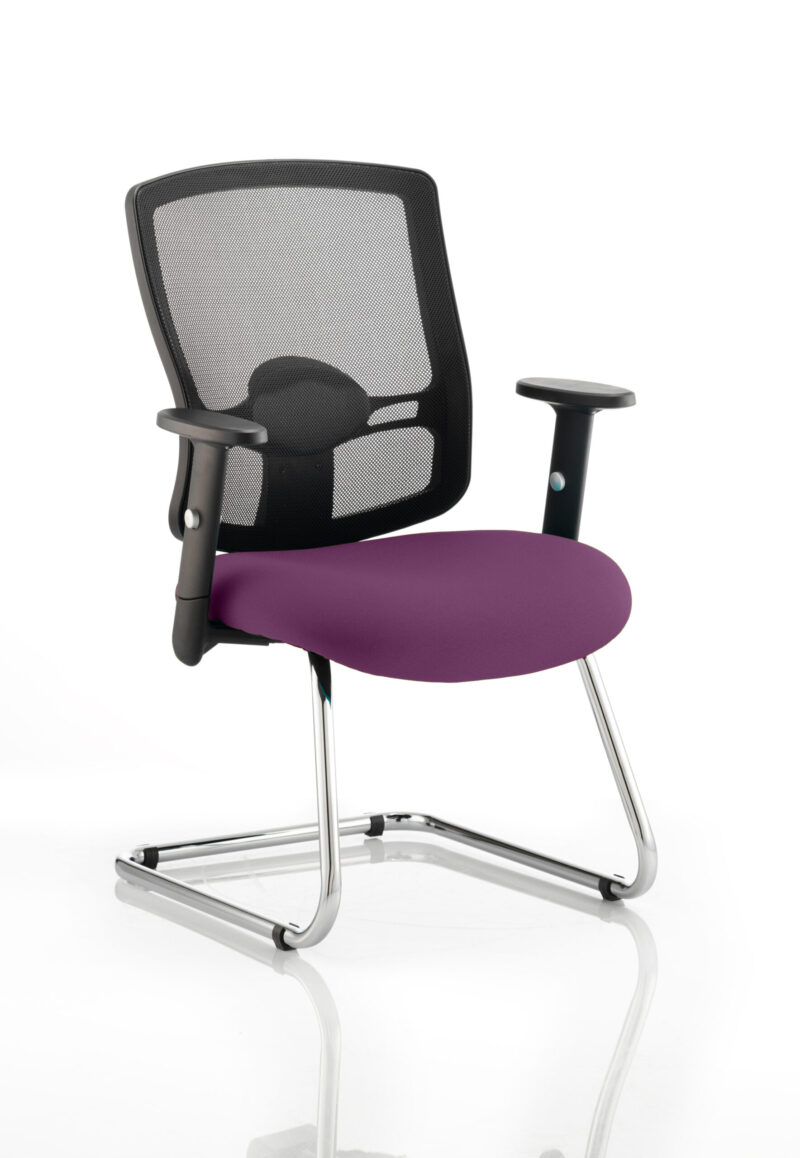 portland mesh back cantilever visitor chair with arms