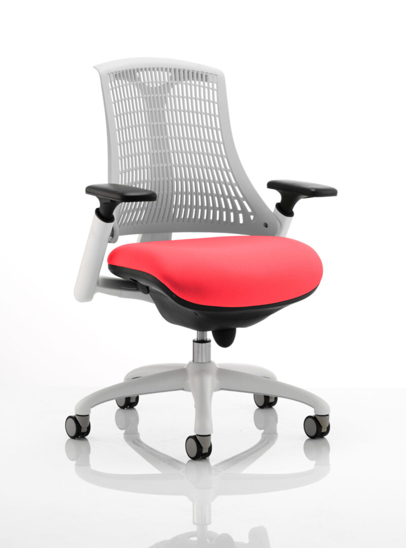 flex medium back white frame task operator office chair with arms