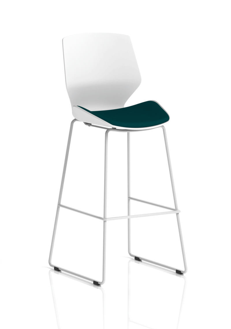 florence white frame fabric seat high stool chair
