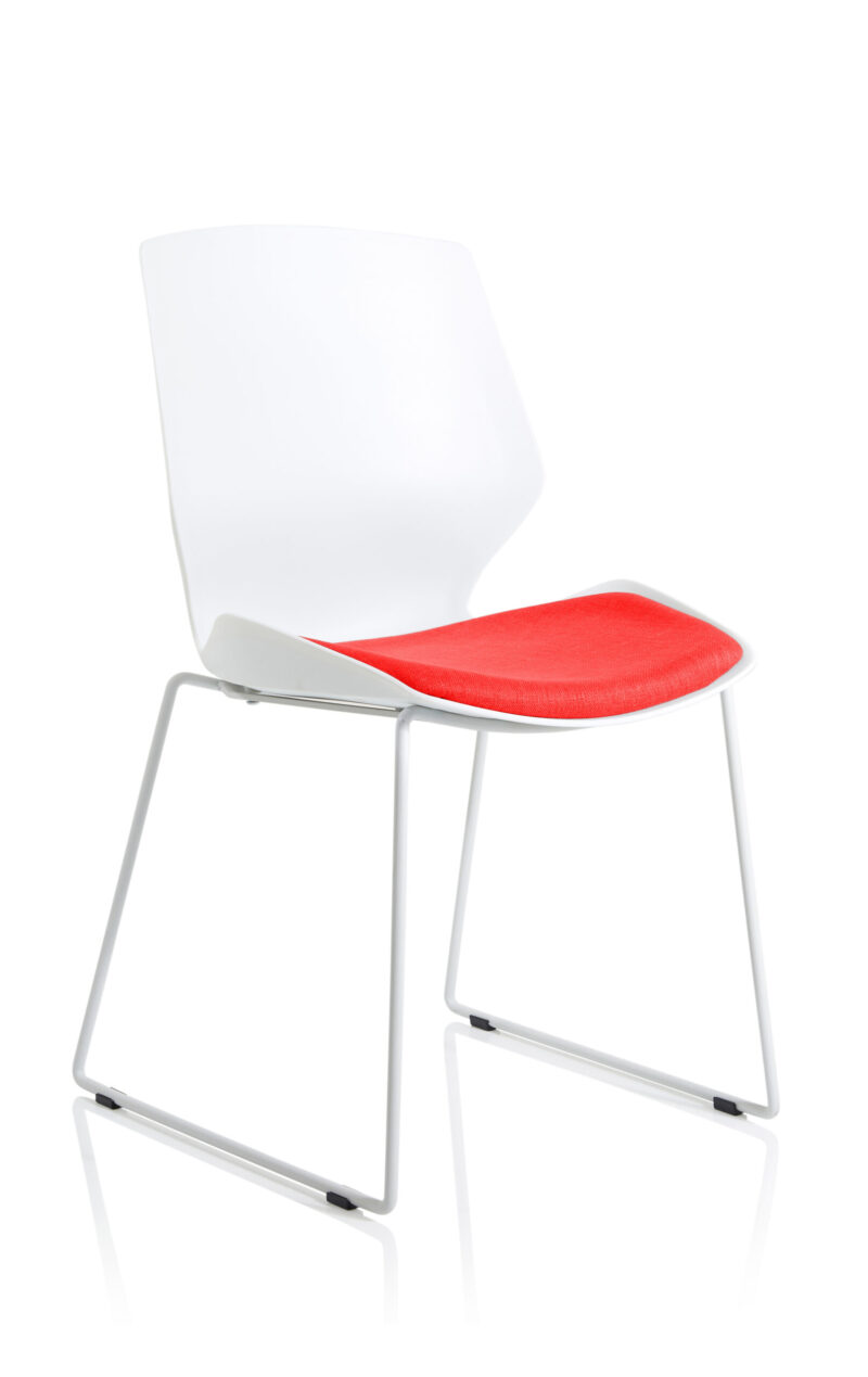 florence sled white frame fabric seat visitor chair