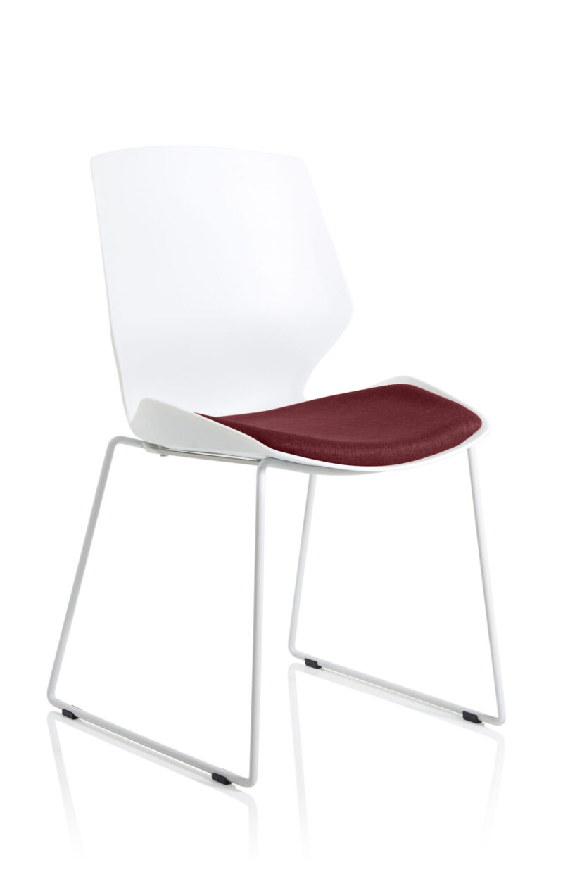 florence sled white frame fabric seat visitor chair