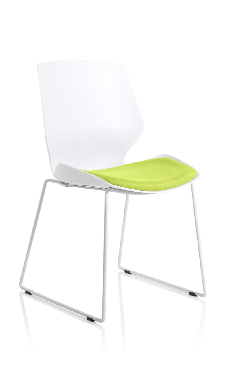 florence sled white frame fabric seat visitor chair