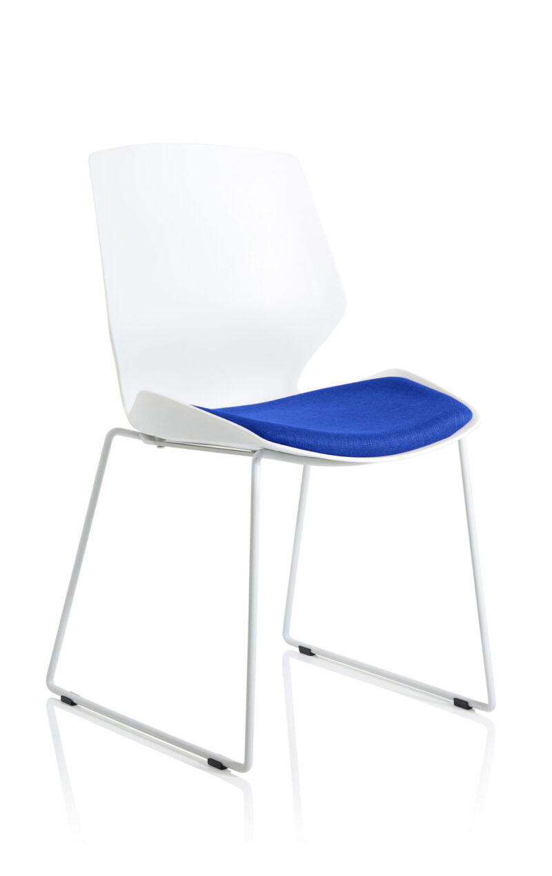 florence sled white frame fabric seat visitor chair