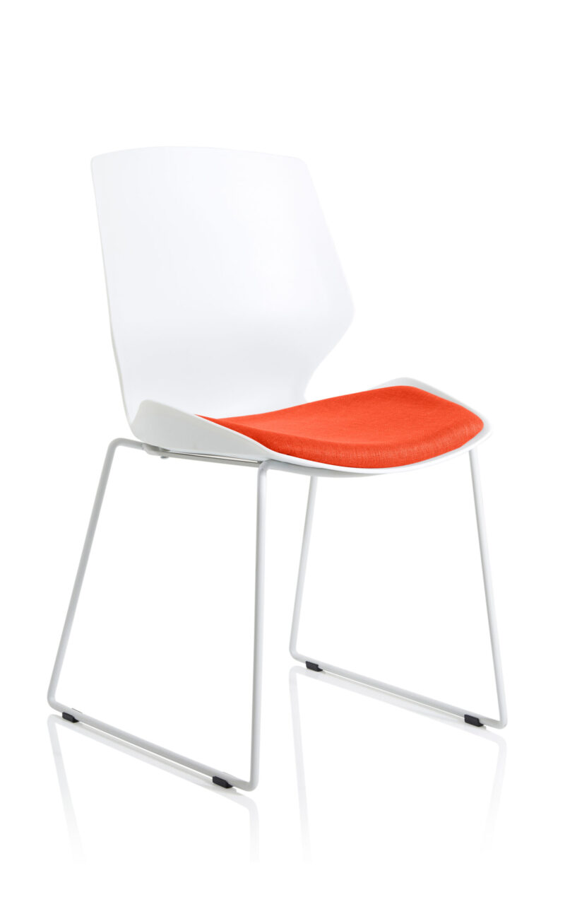 florence sled white frame fabric seat visitor chair